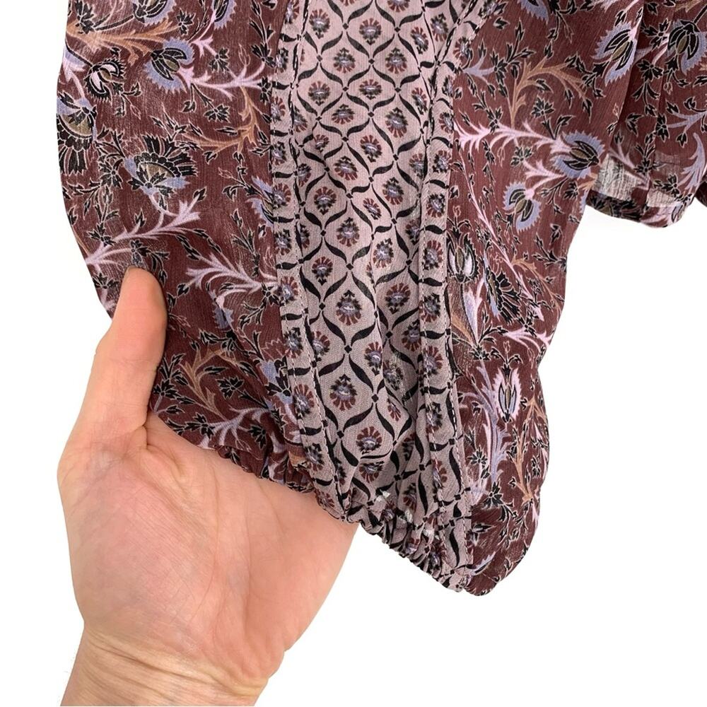 EVEREVE Cleo Floral Blouse Maroon Purple L - Picture 5 of 9